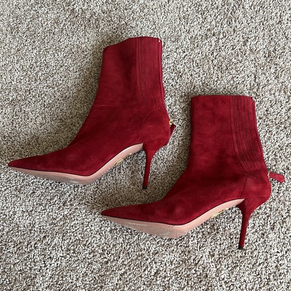 Aquazzura 85m red suede boot - Picture 5 of 9
